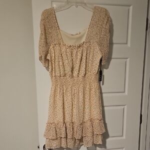 Liberty Love Cream Floral Ruffle Mini Dress